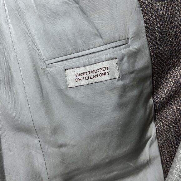 VINTAGE OSCAR DE LA RENTA Blazer Jacket Men 40 Tan 100% Wool Sport Coat Lined - Picture 6 of 10